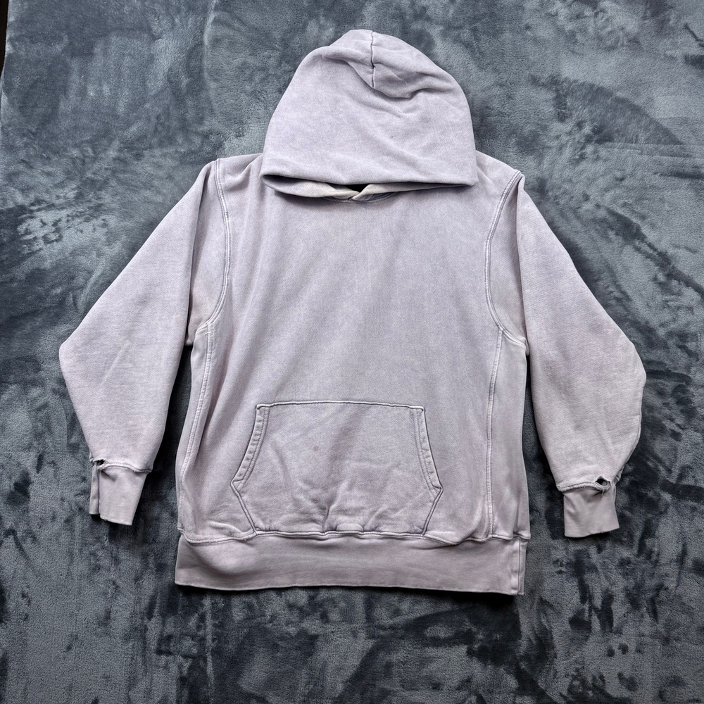 Les Tien Hoodie Mens XL Purple Faded Fleece Pullover Distressed Streetwear